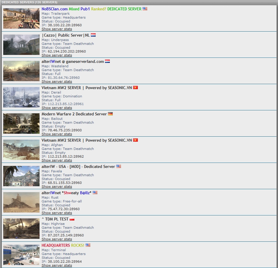 Lista Dedicated Servera