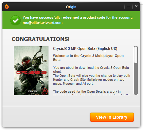 10 Genuine Crysis 3 Beta Key